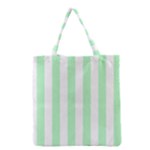 Vertical Stripes - White and Mint Green Grocery Tote Bag