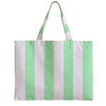 Vertical Stripes - White and Mint Green Zipper Mini Tote Bag