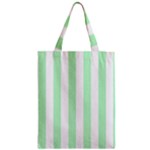 Vertical Stripes - White and Mint Green Zipper Classic Tote Bag