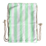 Vertical Stripes - White and Mint Green Drawstring Bag (Large)