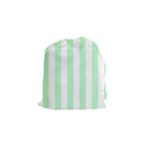 Vertical Stripes - White and Mint Green Drawstring Pouch (S)