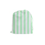 Vertical Stripes - White and Mint Green Drawstring Pouch (M)