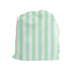 Vertical Stripes - White and Mint Green Drawstring Pouch (XL)