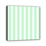 Vertical Stripes - White and Mint Green Mini Canvas 6  x 6  (Stretched)