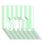 Vertical Stripes - White and Mint Green GIRL 3D Greeting Card (7x5)