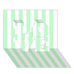 Vertical Stripes - White and Mint Green LOVE 3D Greeting Card (7x5)