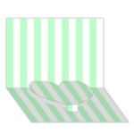 Vertical Stripes - White and Mint Green Heart Bottom 3D Greeting Card (7x5)