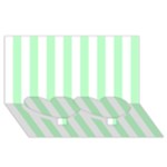 Vertical Stripes - White and Mint Green Twin Heart Bottom 3D Greeting Card (8x4)