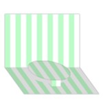 Vertical Stripes - White and Mint Green Circle Bottom 3D Greeting Card (7x5)