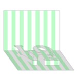 Vertical Stripes - White and Mint Green LOVE Bottom 3D Greeting Card (7x5)