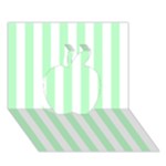 Vertical Stripes - White and Mint Green Apple 3D Greeting Card (7x5)