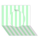 Vertical Stripes - White and Mint Green Circle 3D Greeting Card (7x5)