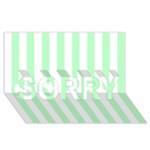 Vertical Stripes - White and Mint Green SORRY 3D Greeting Card (8x4)