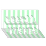 Vertical Stripes - White and Mint Green Best Wish 3D Greeting Card (8x4)