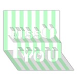 Vertical Stripes - White and Mint Green Miss You 3D Greeting Card (7x5)