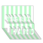 Vertical Stripes - White and Mint Green WORK HARD 3D Greeting Card (7x5)