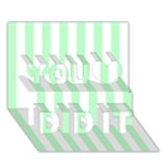 Vertical Stripes - White and Mint Green You Did It 3D Greeting Card (7x5)