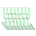 Vertical Stripes - White and Mint Green Merry Xmas 3D Greeting Card (8x4)