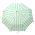 Vertical Stripes - White and Mint Green Folding Umbrella