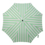 Vertical Stripes - White and Mint Green Hook Handle Umbrella (Small)