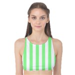 Vertical Stripes - White and Light Green Tank Bikini Top