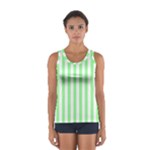 Vertical Stripes - White and Light Green Women s Sport Tank Top