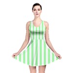 Vertical Stripes - White and Light Green Reversible Skater Dress