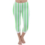 Vertical Stripes - White and Light Green Capri Winter Leggings