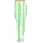 Vertical Stripes - White and Light Green Women s Tights