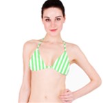 Vertical Stripes - White and Light Green Bikini Top