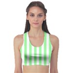 Vertical Stripes - White and Light Green Women s Sports Bra