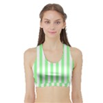 Vertical Stripes - White and Light Green Women s Sports Bra with Border