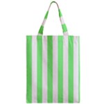 Vertical Stripes - White and Light Green Zipper Classic Tote Bag