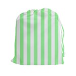 Vertical Stripes - White and Light Green Drawstring Pouch (XXl)