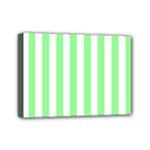 Vertical Stripes - White and Light Green Mini Canvas 7  x 5  (Stretched)