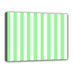 Vertical Stripes - White and Light Green Canvas 16  x 12  (Stretched)