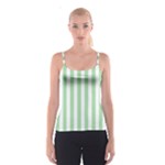 Vertical Stripes - White and Celadon Green Spaghetti Strap Top