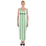 Vertical Stripes - White and Celadon Green Fitted Maxi Dress