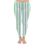 Vertical Stripes - White and Celadon Green Winter Leggings