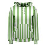 Vertical Stripes - White and Dollar Bill Green Women s Pullover Hoodie