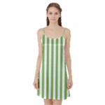 Vertical Stripes - White and Dollar Bill Green Satin Night Slip