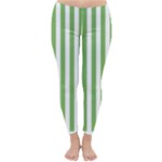 Vertical Stripes - White and Dollar Bill Green Winter Leggings