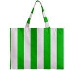 Vertical Stripes - White and Lime Green Zipper Mini Tote Bag