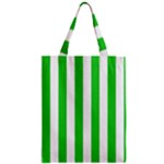 Vertical Stripes - White and Lime Green Zipper Classic Tote Bag