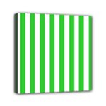 Vertical Stripes - White and Lime Green Mini Canvas 6  x 6  (Stretched)