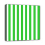 Vertical Stripes - White and Lime Green Mini Canvas 8  x 8  (Stretched)