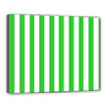 Vertical Stripes - White and Lime Green Canvas 20  x 16  (Stretched)