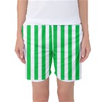 Vertical Stripes - White and Dark Pastel Green Women s Basketball Shorts