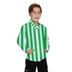 Vertical Stripes - White and Dark Pastel Green Wind Breaker (Kids)