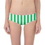 Vertical Stripes - White and Dark Pastel Green Classic Bikini Bottoms